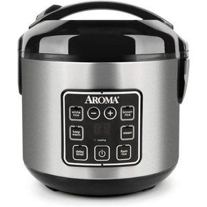 Digital Cool-Touch Rice Grain Cooker and Food Steamer, Stainless, Silver, 4-Cup